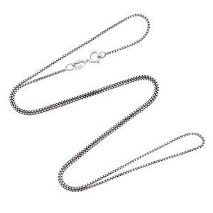 Vintage FAS Sterling Silver 925 0.8mm Box Chain Necklace 18”